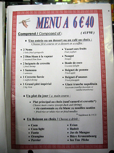 Je prends un menu à 6€40