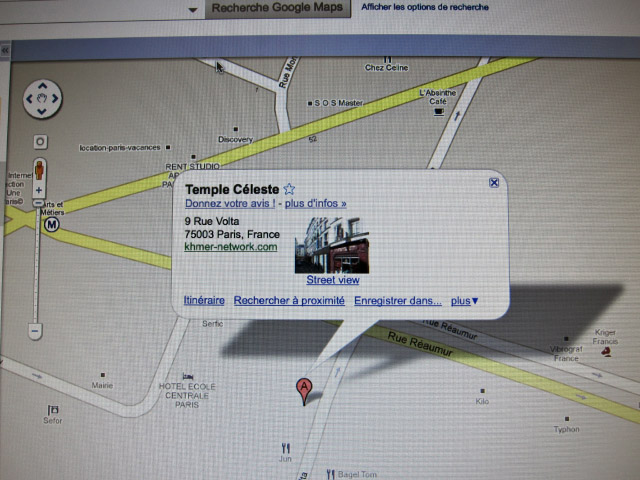 Je repère le Temple Célèste sur Googlemaps