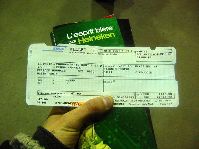 Mon billet de train