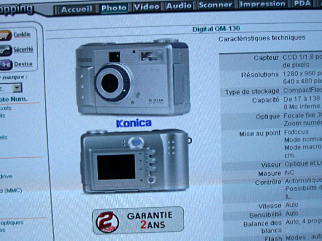 Je regarde les appareils photo sur internet