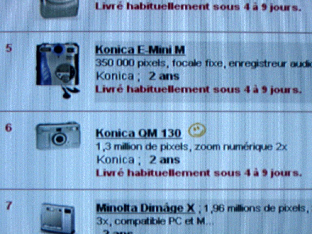 Je regarde les appareils photos sur internet