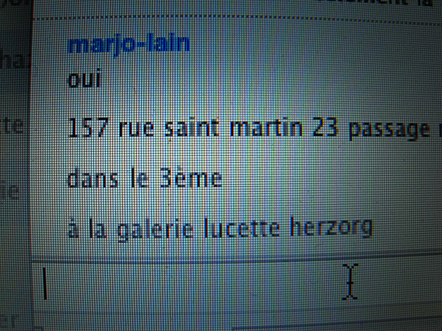 Marjolaine me parle d'un vernissage organisés par des amis à elle ce soir