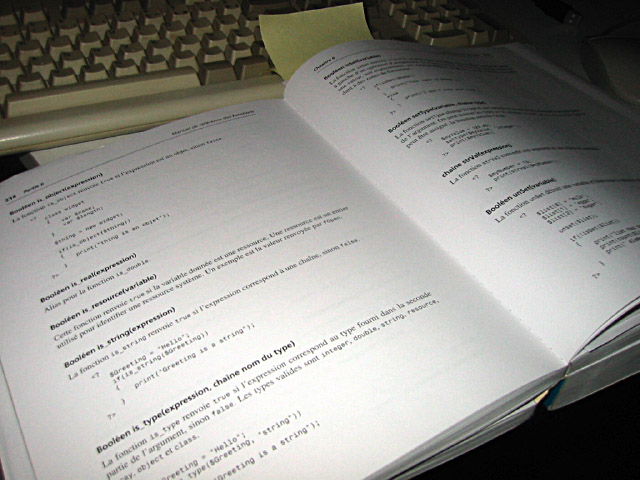 Je m'aide d'un livre de PHP