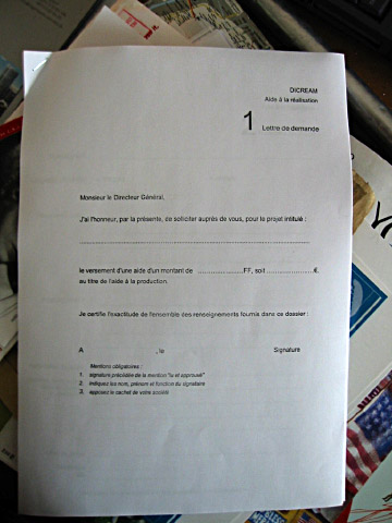 J'imprime une demande de subvention au DICREAM