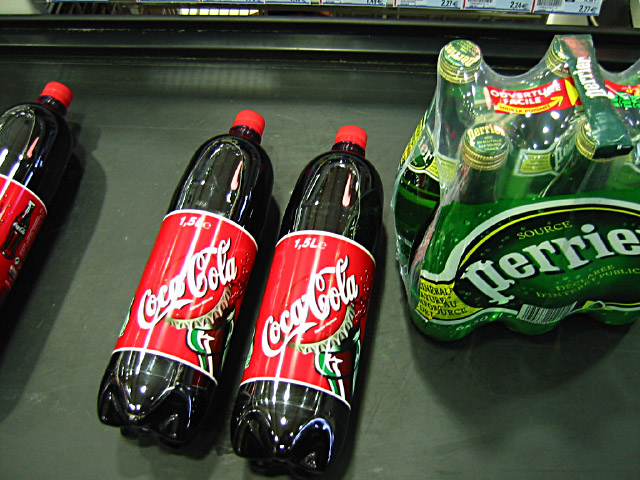 J'achète du coca et du perrier