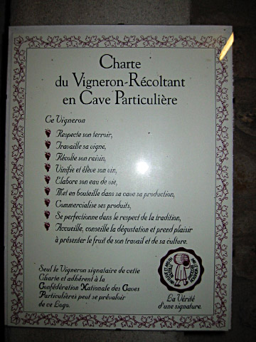 La charte du vigneron