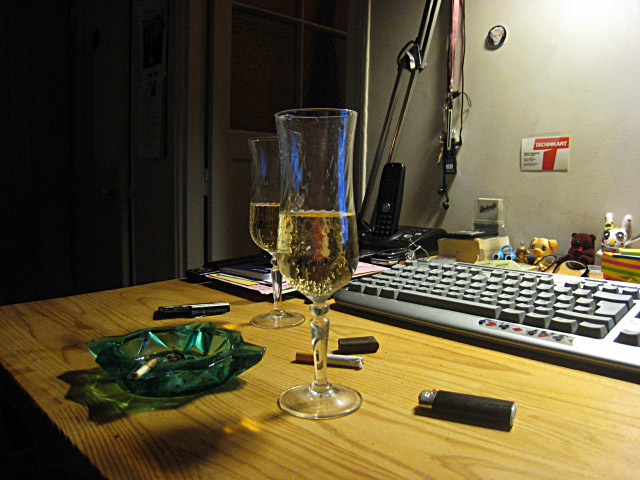 Nous buvons le champagne