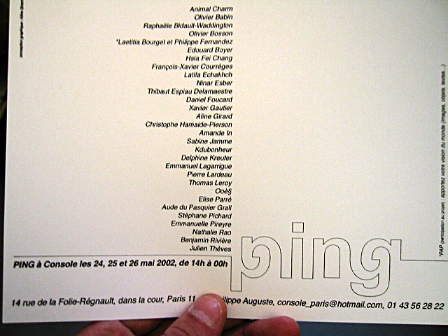Le flyer de la prochaine exposition de Console