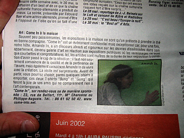 C'est un article sur le projet d'Amandine : Come in