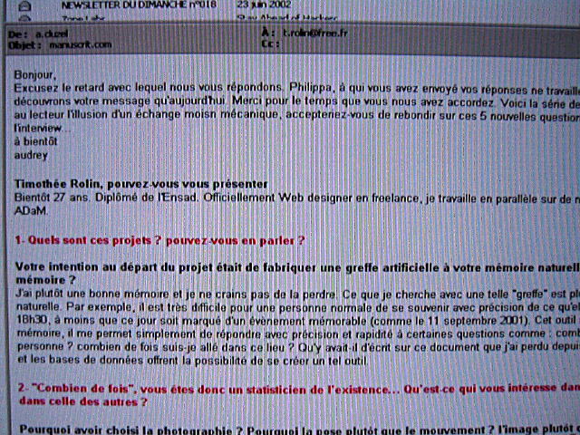Je réponds à une interview pour Manuscrit.com