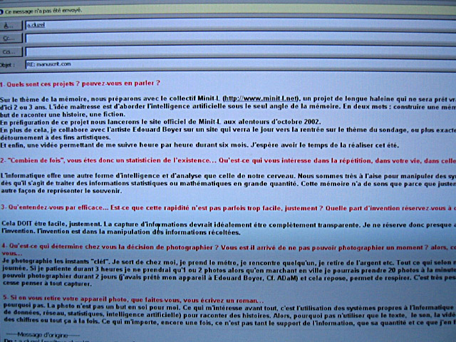 Je continue de répondre à l'interview de Manuscrit.com