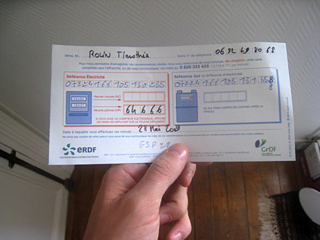 Je remplis le formulaire EDF/GDF
