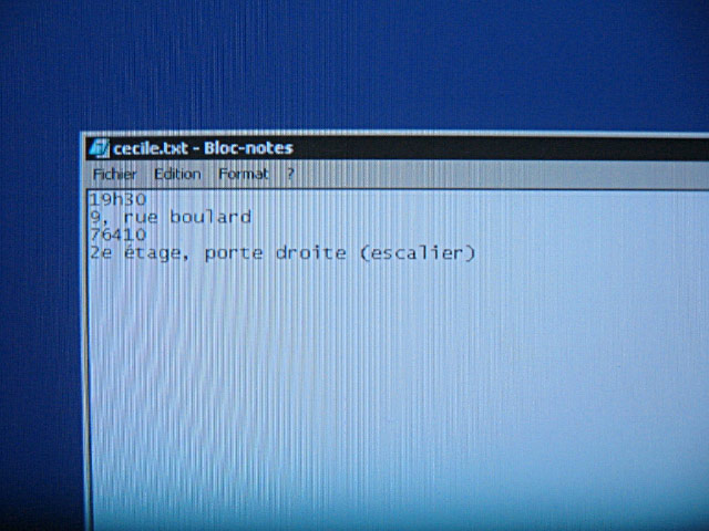 Je note l'adresse de Cécile