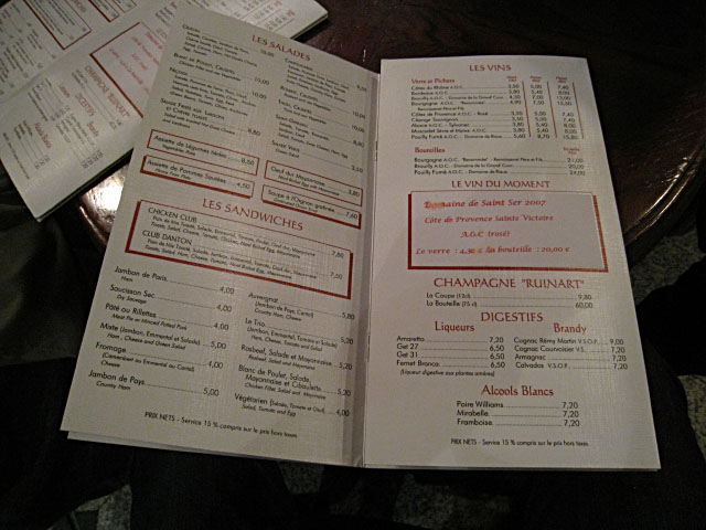 Je regarde le menu