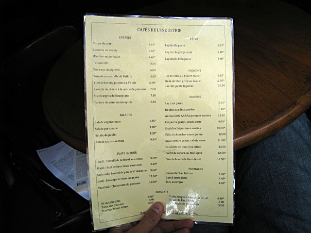 Je regarde le menu