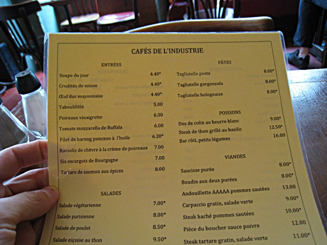 Je regarde le menu