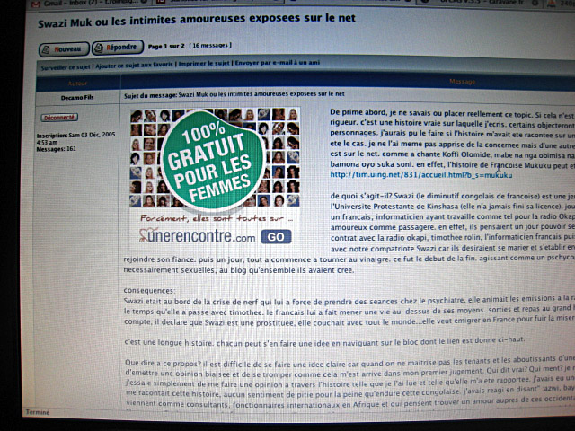 De retour chez moi. Je découvre un forum qui évoque ma rupture brutale avec Françoise