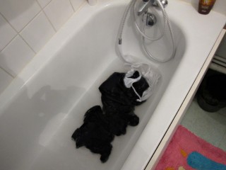 Je mets mon cuissard au lavage